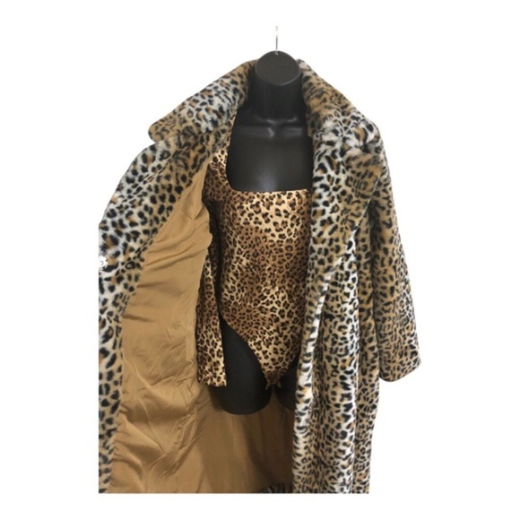 Stoosh glamorous diva cheetah spotted leopard print luxe faux fur coat size L - Picture 4 of 12